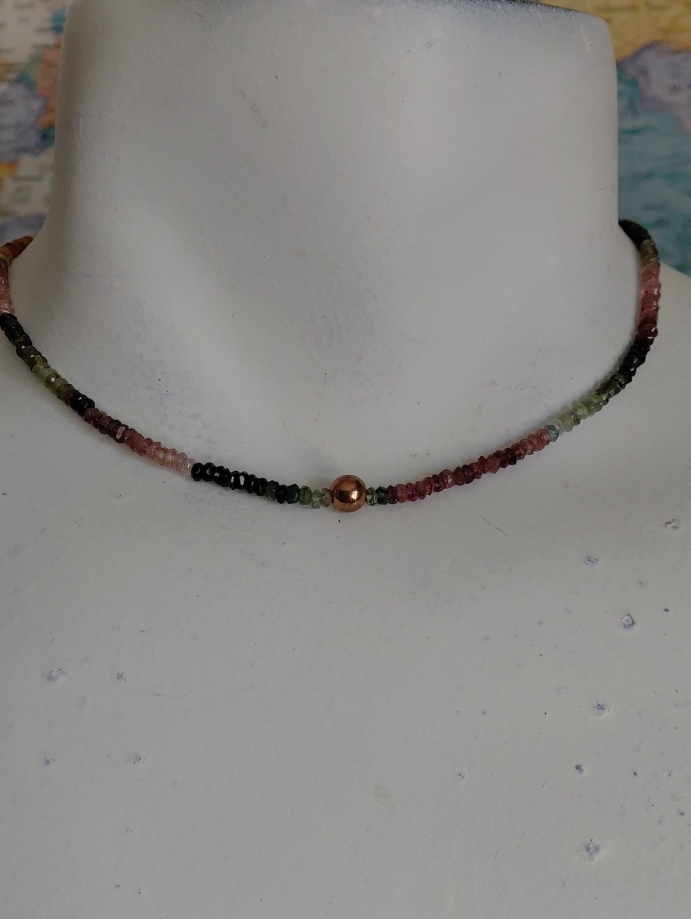 Multicolor Tourmaline Beaded Choker with Copper Accent